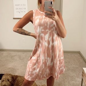 Tye-Dye Pink and White T-Shirt Dress